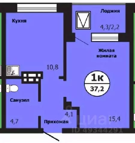 1-к кв. Красноярский край, Красноярск ул. Лесников, 51Б (37.2 м) - Фото 0