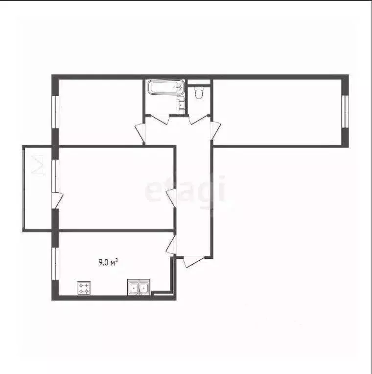 3-к кв. Ростовская область, Аксай просп. Ленина, 20 (62.0 м) - Фото 2