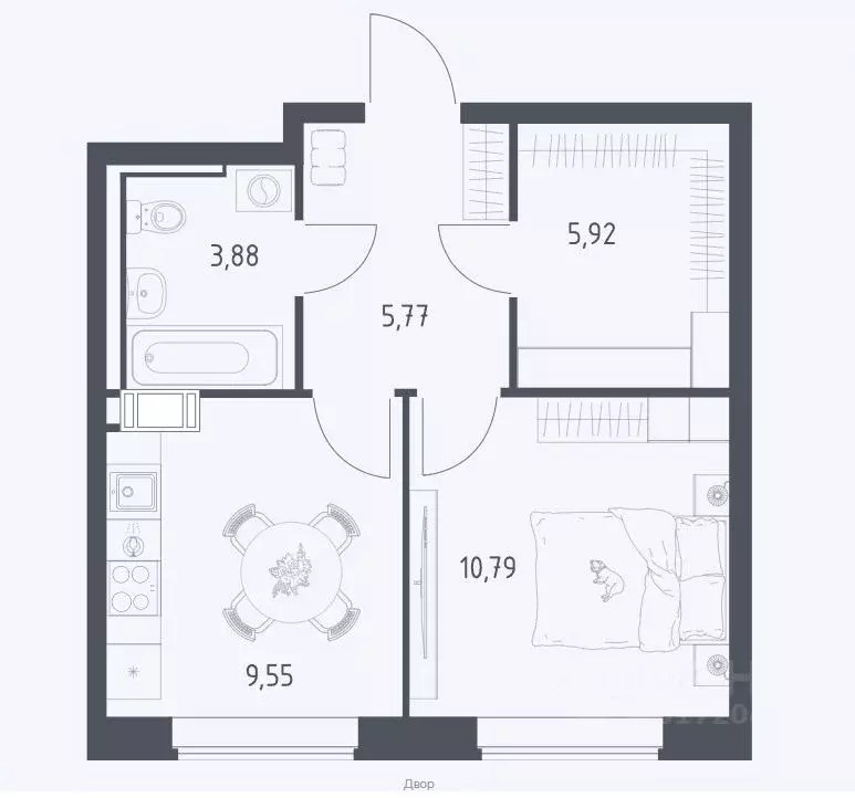 1-к кв. Московская область, Люберцы городской округ, Мирный пгт ул. ... - Фото 2