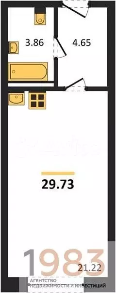 Квартира-студия, 29,7 м, 8/8 эт. - Фото 0