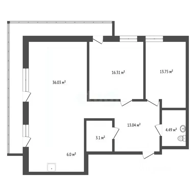 3-к кв. Красноярский край, Красноярск ул. Авиаторов, 3 (98.2 м) - Фото 2