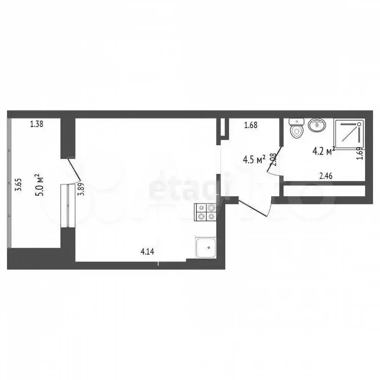 Квартира-студия, 23,6 м, 2/17 эт. - Фото 0
