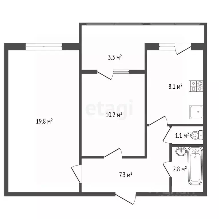 2-к кв. Севастополь ул. Адмирала Фадеева, 25Г (49.6 м) - Фото 2