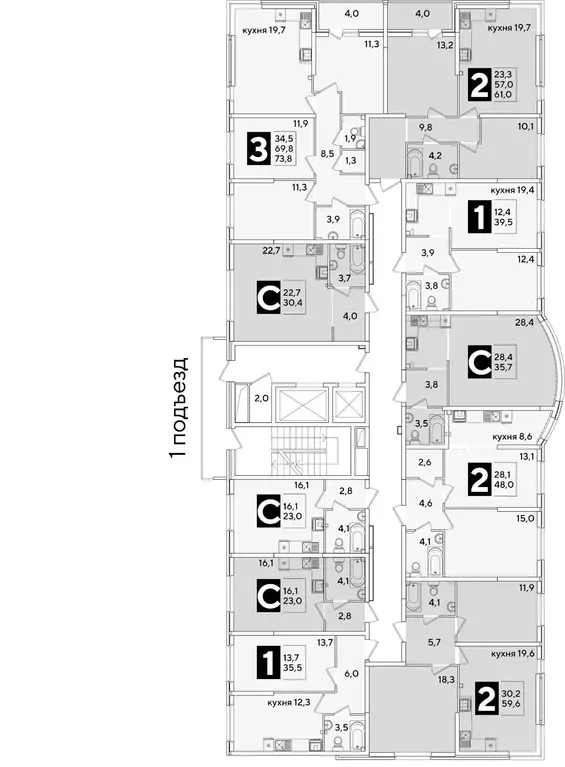 1-к кв. Краснодарский край, Краснодар Самолет-6 жилой комплекс (35.5 ... - Фото 2