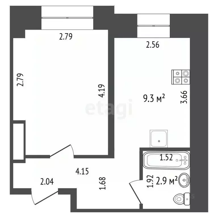 1-к кв. Алтайский край, Барнаул ул. Короленко, 45 (30.8 м) - Фото 1
