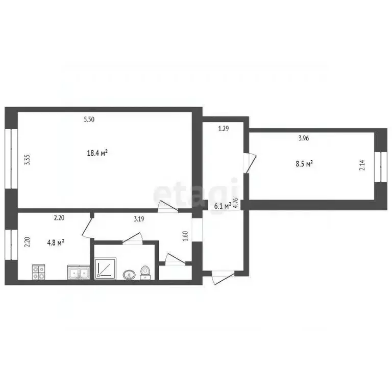 2-к кв. Тюменская область, Тюмень ул. Бабарынка, 69 (46.0 м) - Фото 1