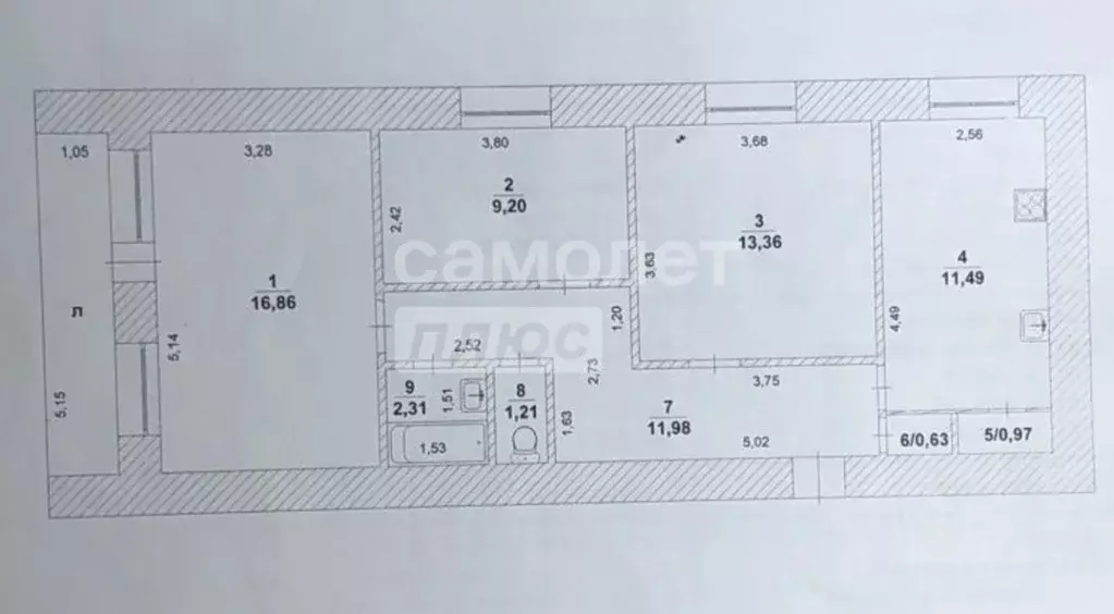 3-к кв. Ульяновская область, Ульяновск ул. Пушкарева, 54 (68.0 м) - Фото 1