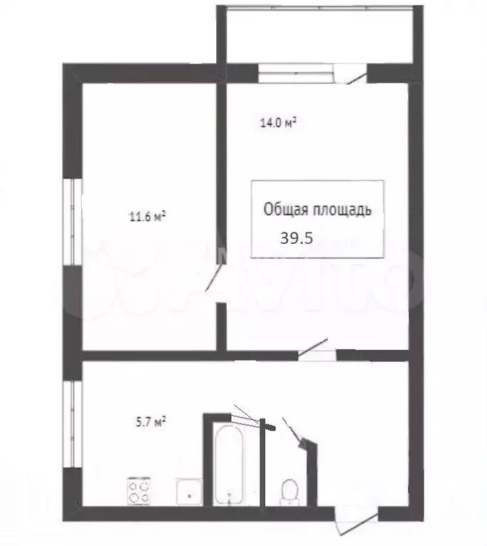 2-к. квартира, 39,5 м, 3/5 эт. - Фото 0