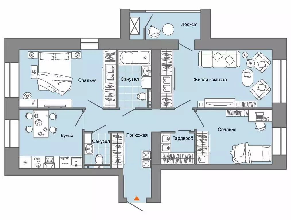 3-комнатная квартира: Первомайский, ЖК Знак, 20 (78 м) - Фото 1