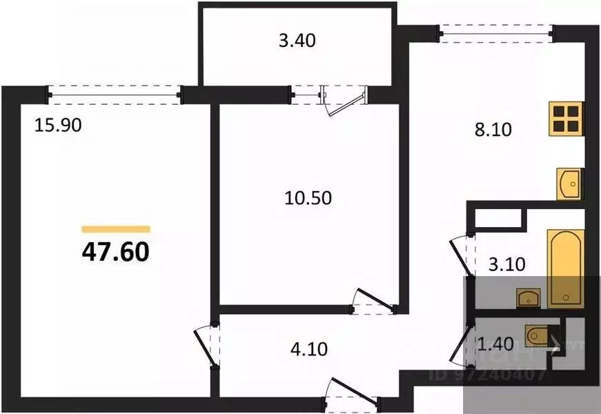 2-к кв. Воронежская область, Воронеж ул. Шибилкина, 9 (47.6 м) - Фото 1