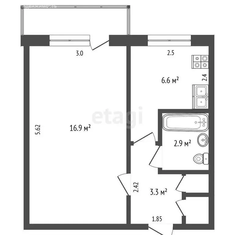 1-комнатная квартира: Миасс, улица 8 Июля, 41 (30.9 м) - Фото 1