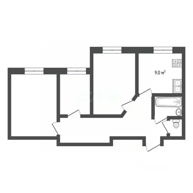 3-к кв. Ростовская область, Ростов-на-Дону Футбольная ул., 25 (58.0 м) - Фото 1
