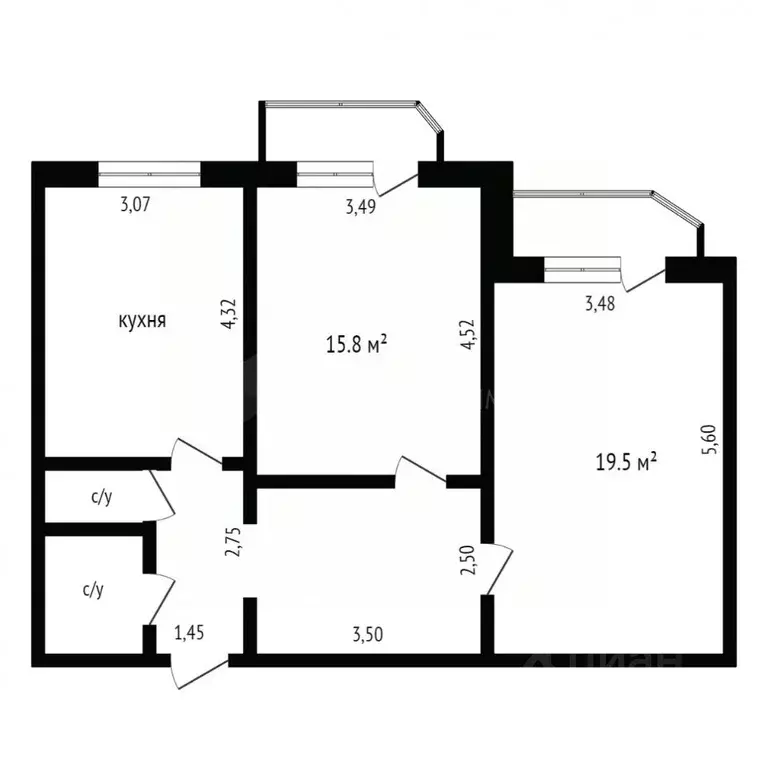 2-к кв. Тюменская область, Тюмень ул. 9 Января, 162 (55.0 м) - Фото 1