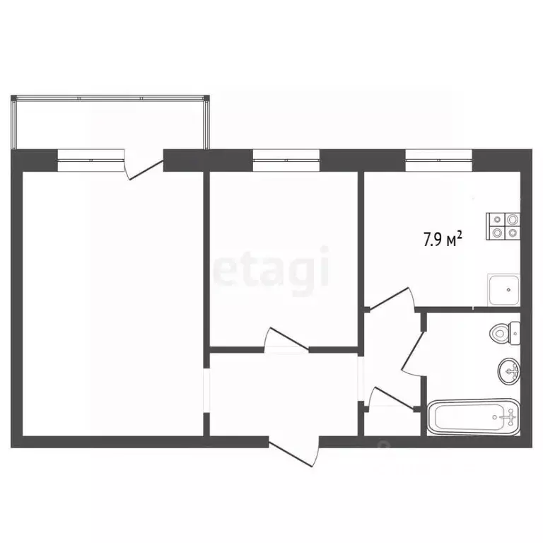 2-к кв. Пермский край, Чернушка Коммунистическая ул., 6А (44.3 м) - Фото 1