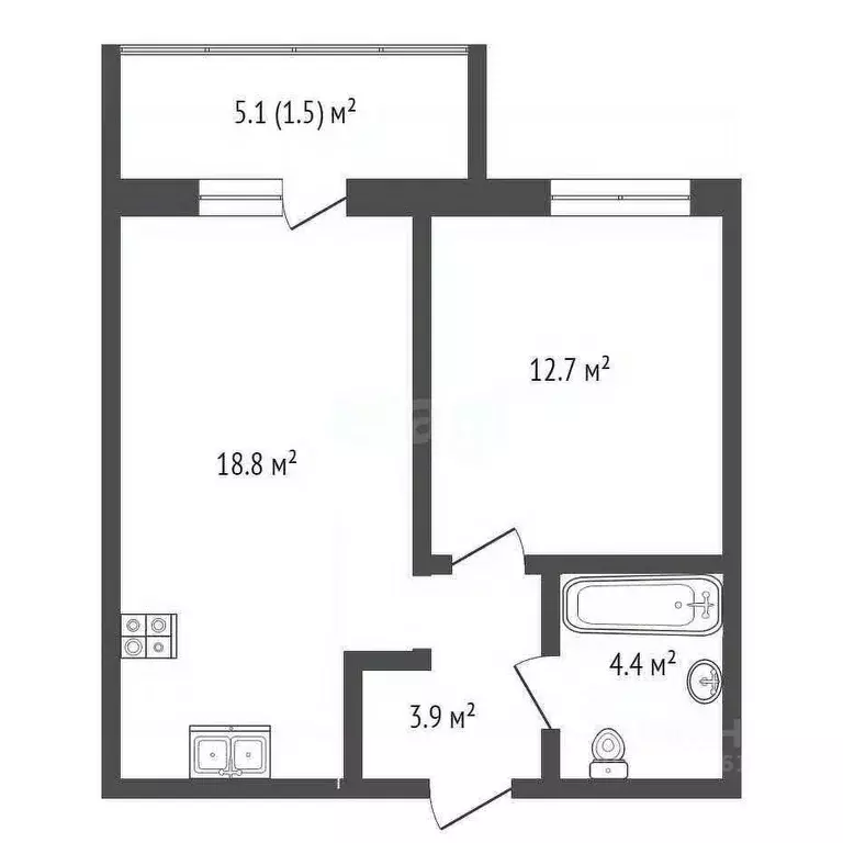 1-к кв. Тюменская область, Тюмень ул. Фармана Салманова, 16 (40.3 м) - Фото 1