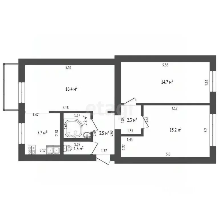 3-к кв. Нижегородская область, Выкса Гоголя мкр, 7А (61.9 м) - Фото 2
