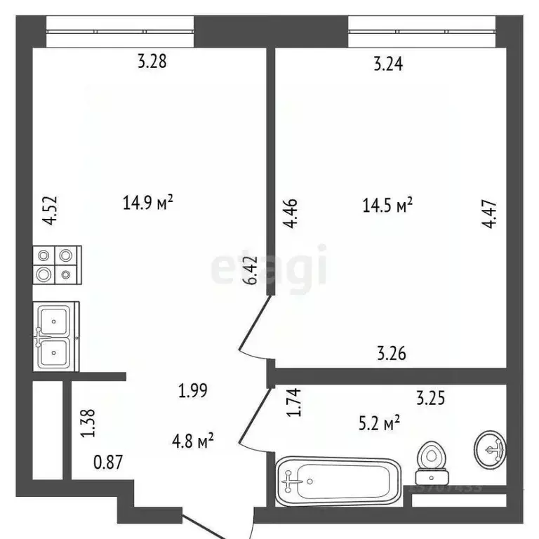 1-к кв. Санкт-Петербург ул. Челюскина, 10 (39.9 м) - Фото 2