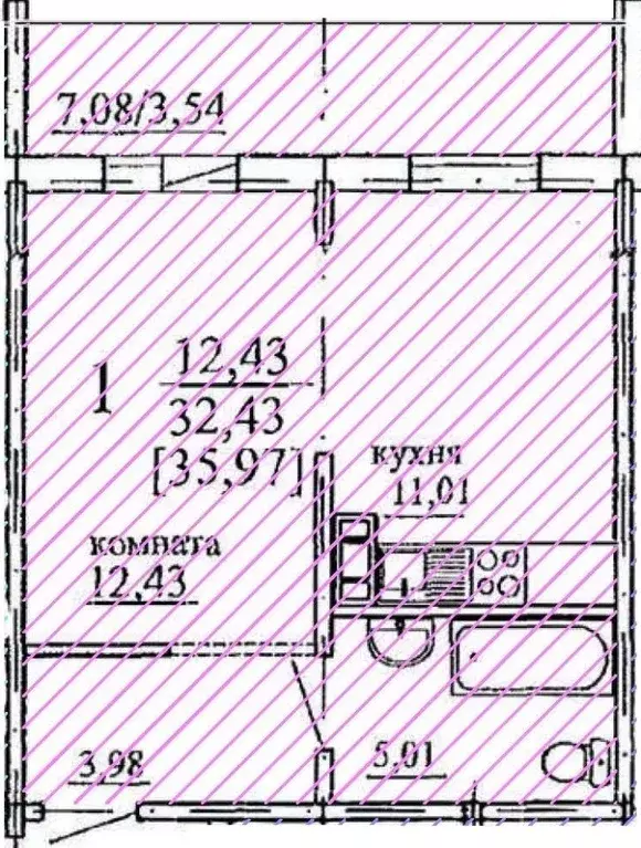 1-к кв. Челябинская область, Челябинск ул. Кулибина (35.97 м) - Фото 0