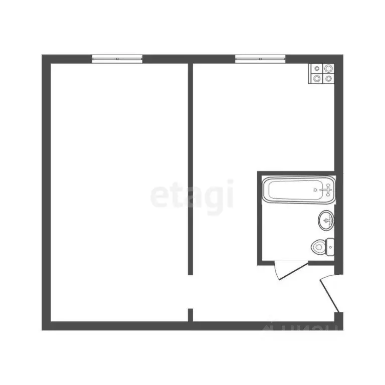 Студия Иркутская область, Ангарск 34-й мкр, 56 (20.0 м) - Фото 1