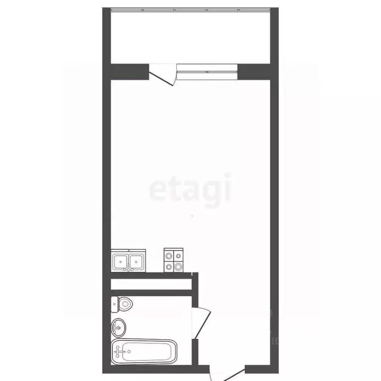 Студия Тюменская область, Тюмень ул. Тимофея Чаркова, 28 (24.0 м) - Фото 2