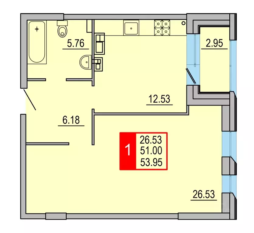 1-к кв. Тверская область, Тверь Петербургское ш. (53.95 м) - Фото 0