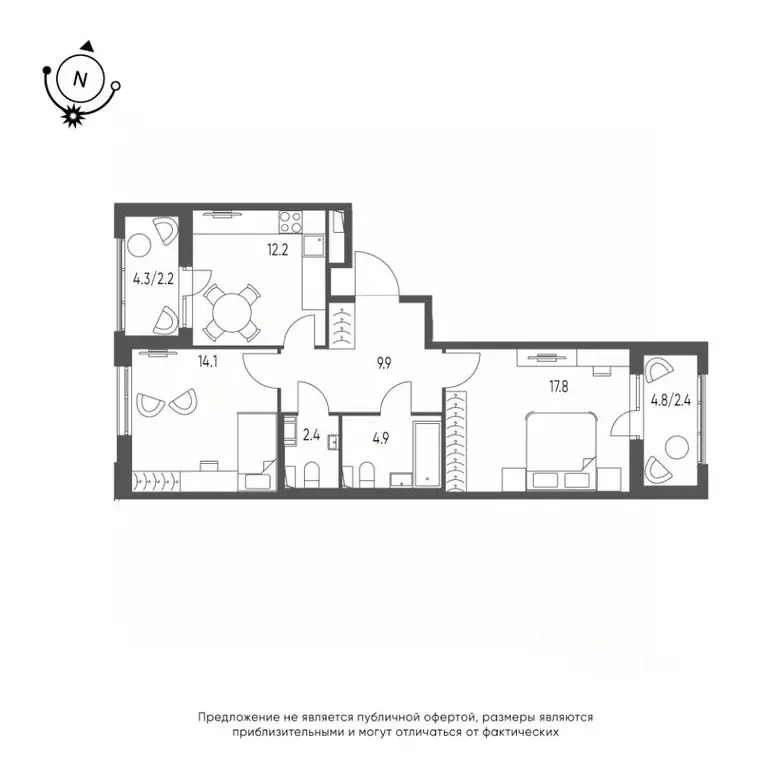 2-к кв. Омская область, Омск Зеленая река мкр, 13 (65.9 м) - Фото 0