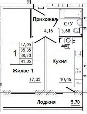 1-к. квартира, 41 м, 1/10 эт. - Фото 0