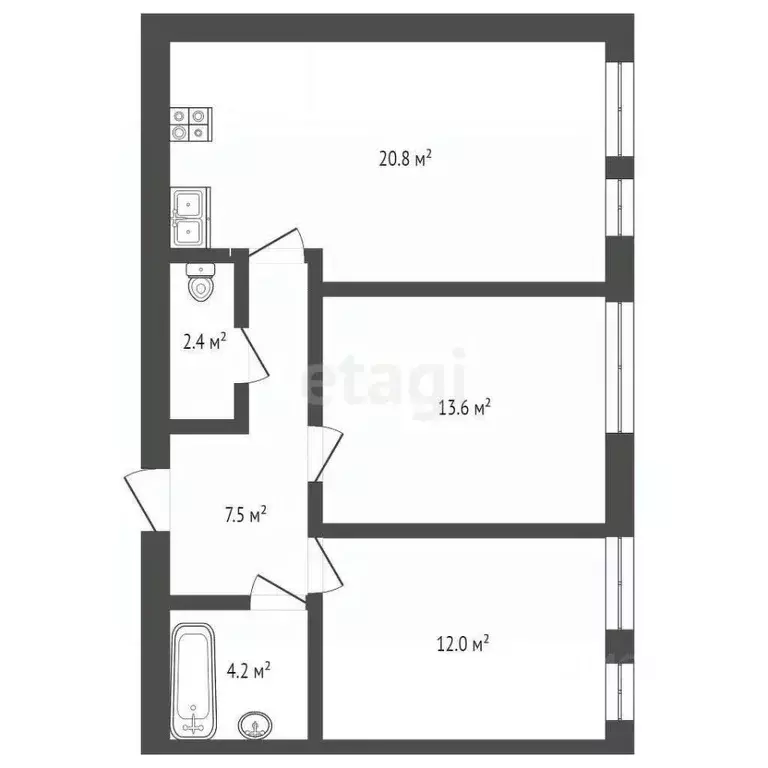 1-к кв. Калужская область, Калуга ул. Белые Росы, 5 (38.42 м) - Фото 2