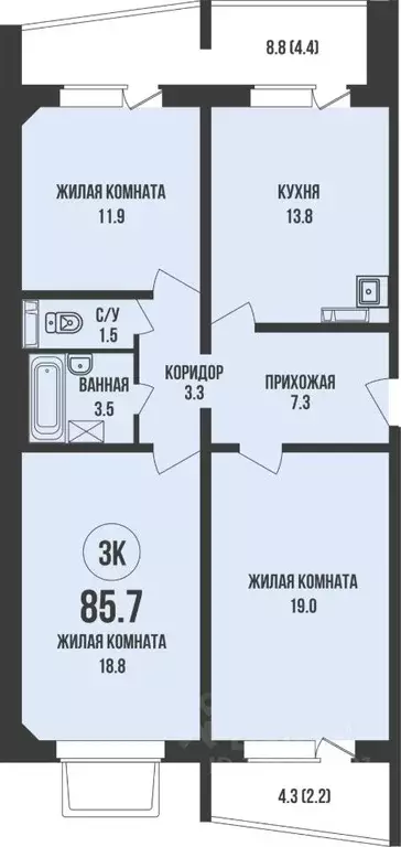 3-к кв. Новосибирская область, Новосибирск ул. Декоративный Питомник, ... - Фото 1