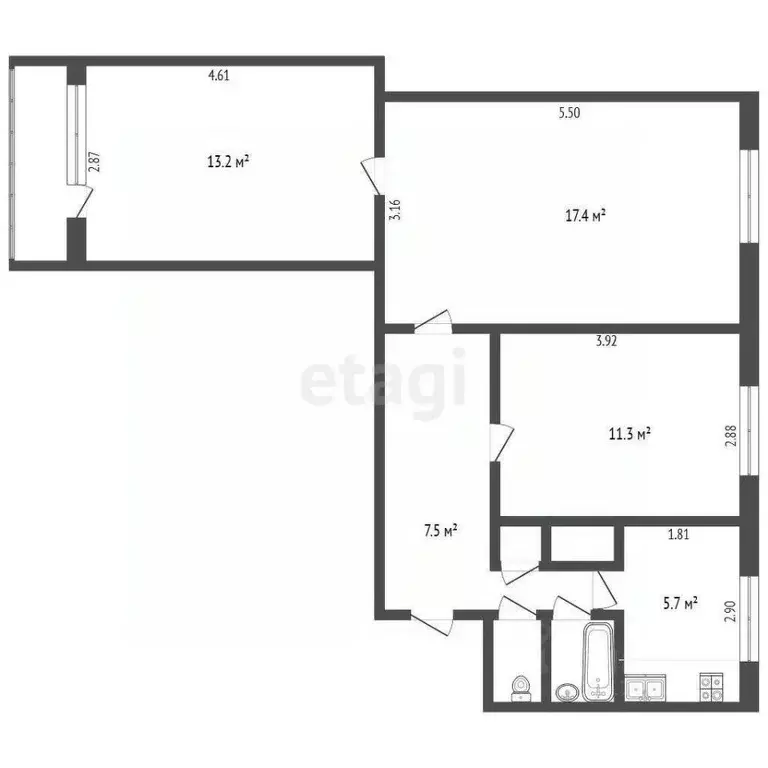 3-к кв. Ямало-Ненецкий АО, Новый Уренгой Молодежная ул., 9 (59.5 м) - Фото 1