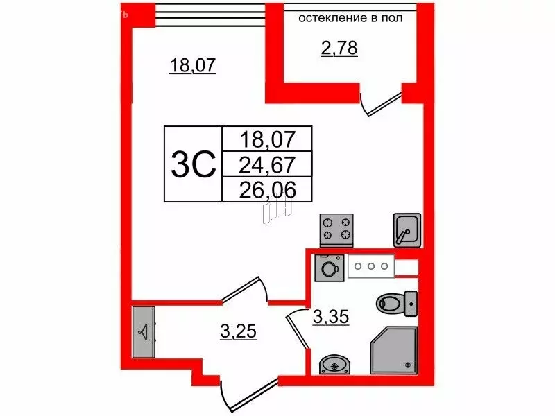 Квартира-студия: Санкт-Петербург, Кубинская улица, 78Е (24.67 м) - Фото 0