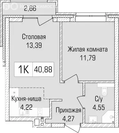 2-комнатная квартира: Новосибирск, улица Василия Клевцова, 3 (38.22 м) - Фото 0