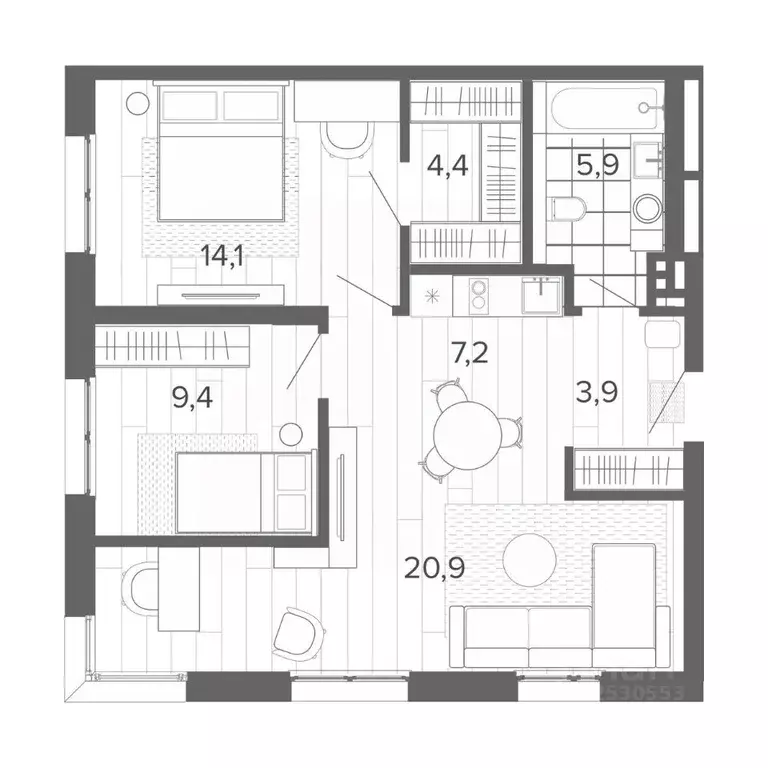 3-к кв. Алтайский край, Барнаул тракт Змеиногорский, 35Б (65.8 м) - Фото 0