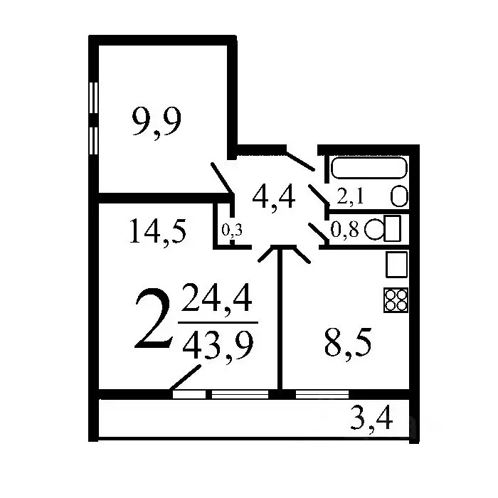 2-к кв. Москва Грайвороновская ул., 8А (42.0 м) - Фото 1