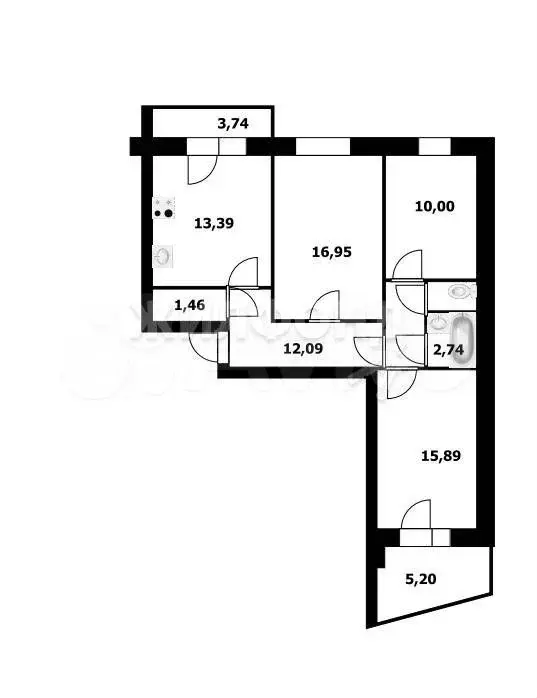 3-к. квартира, 74 м, 9/10 эт. - Фото 0