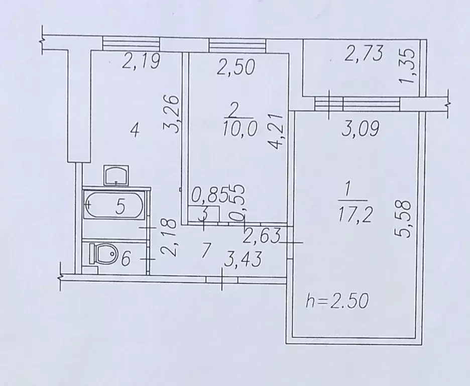 2-к кв. Кемеровская область, Новокузнецк ул. Пржевальского, 4 (43.0 м) - Фото 0