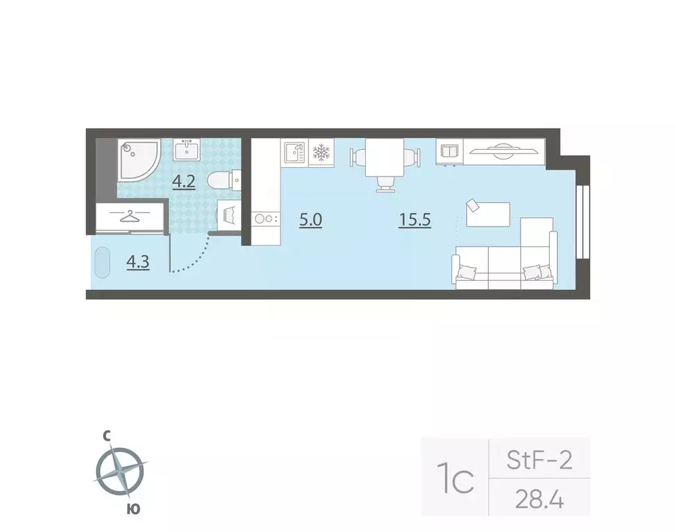 Студия Свердловская область, Екатеринбург Центральный жилрайон, Азина ... - Фото 2
