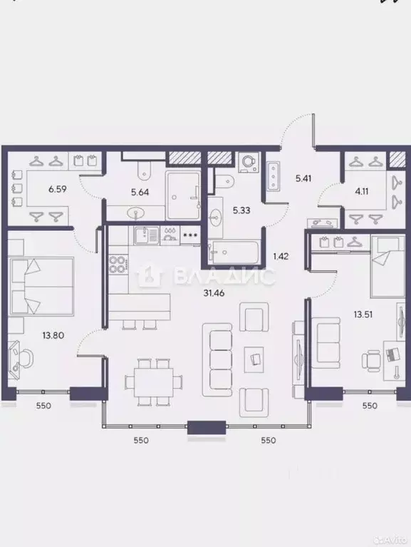 2-к кв. Санкт-Петербург просп. Большой Васильевского острова, 67к2 ... - Фото 2