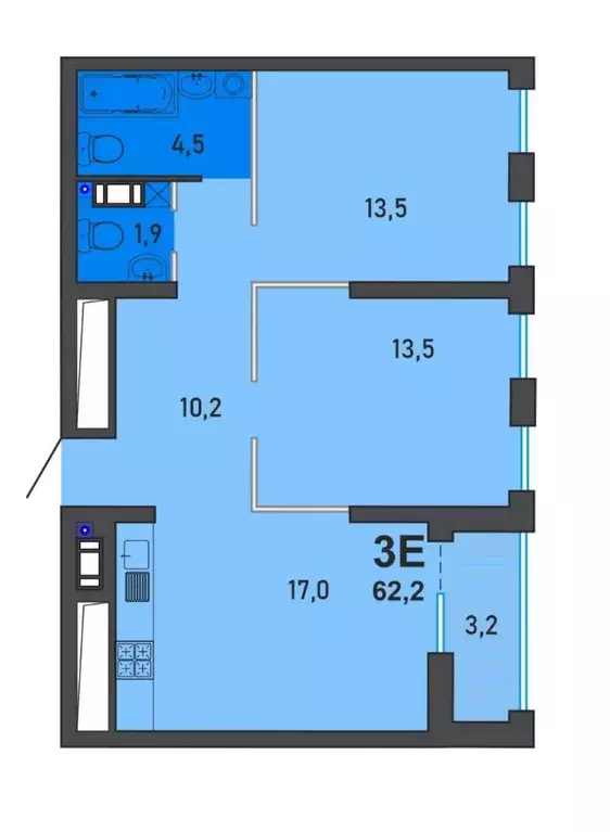 Продаётся 2-к квартира, 62.2 м - Фото 0