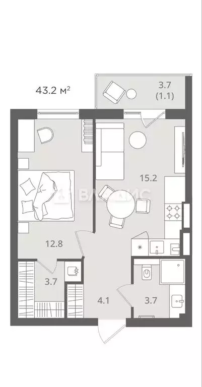 1-комнатная квартира: Калининград, Стекольная улица, 39 (40.6 м) - Фото 1