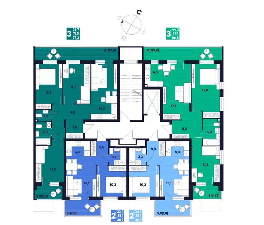 3-к кв. Пермский край, д. Кондратово ул. Улановой, 6 (77.3 м) - Фото 1