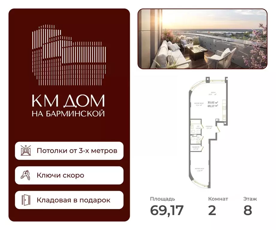 Свободной планировки кв. Нижегородская область, Нижний Новгород КМ Дом ... - Фото 0