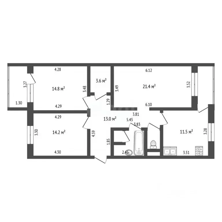3-к кв. Костромская область, Кострома ул. Ленина, 82 (96.6 м) - Фото 2