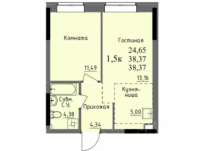 1-к кв. Удмуртия, Ижевск ул. Ключевой Поселок, 23литА (38.4 м) - Фото 0