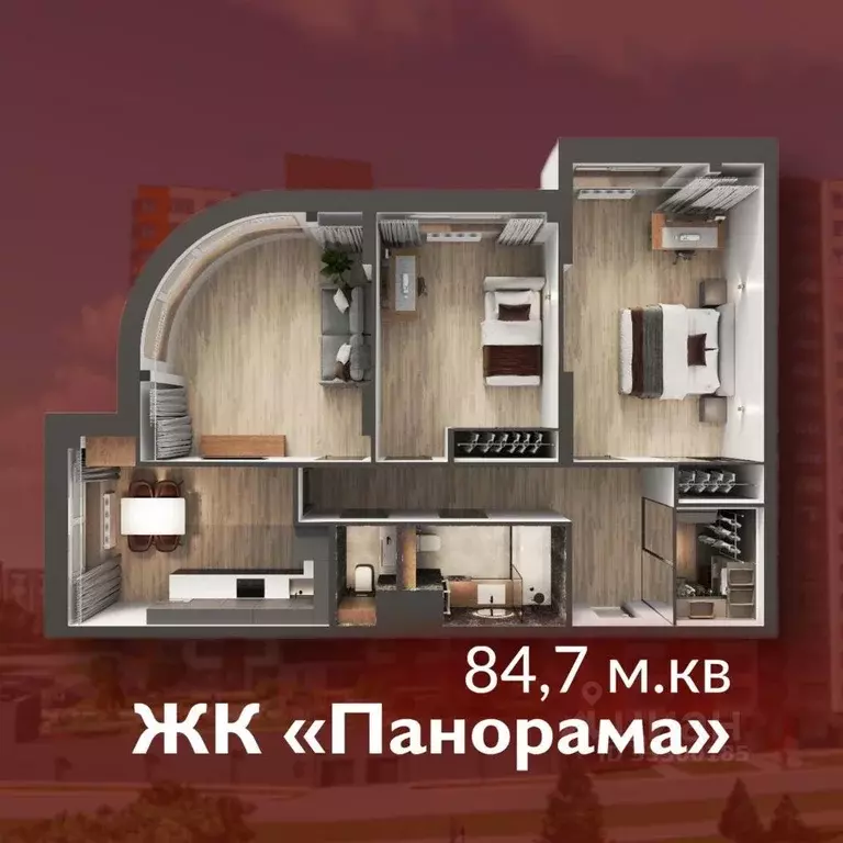 3-к кв. Кемеровская область, Кемерово Октябрьский просп., 32Ак1 (84.7 ... - Фото 0