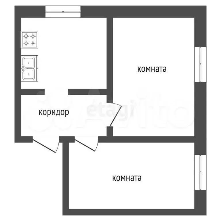 2-к. квартира, 30 м, 4/5 эт. - Фото 1