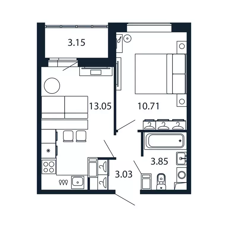 1-комнатная квартира: Мурино, Ручьёвский проспект, 20 (30.5 м) - Фото 1