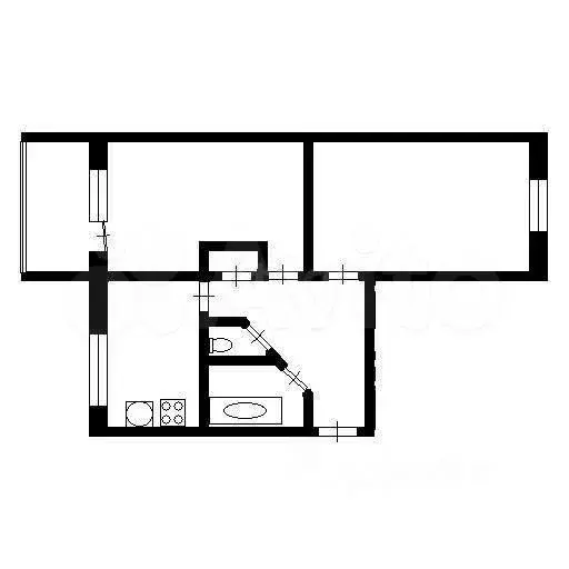 2-к. квартира, 45,4 м, 2/5 эт. - Фото 0