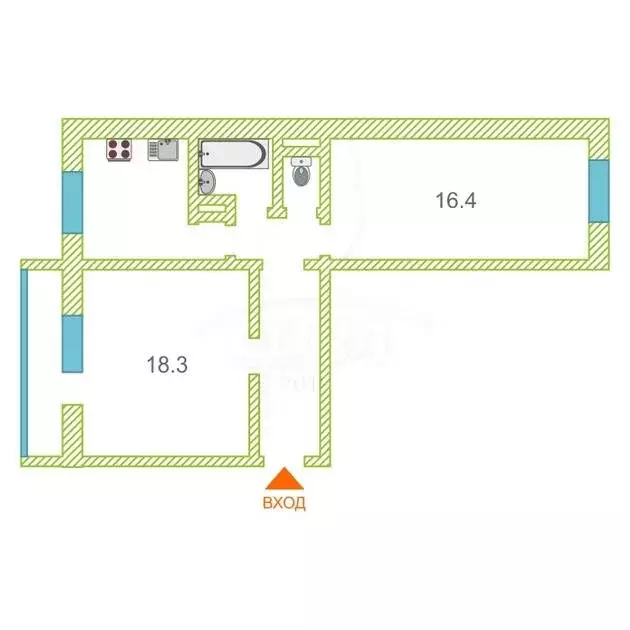 2-комнатная квартира: Тюмень, улица Николая Ростовцева, 6к1 (56 м) - Фото 1