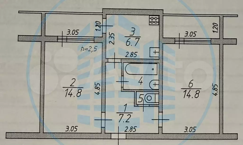 2-к. квартира, 50,9 м, 3/5 эт. - Фото 0